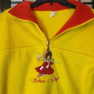 Yellow and Red Fleece with Embroidered Character